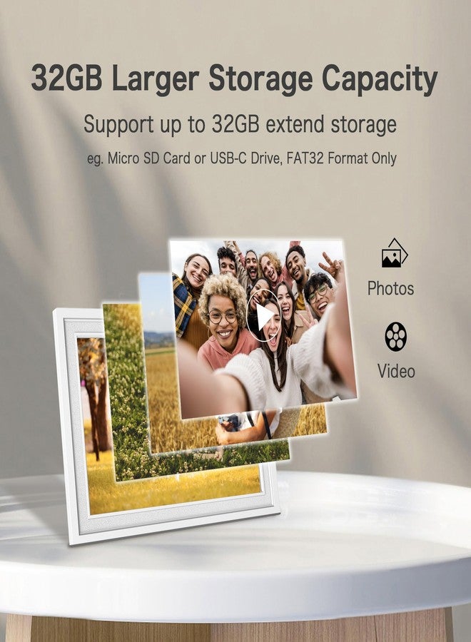 إطار صور رقمي بتقنية الواي فاي، إطار صور رقمي من Frameo مقاس 10.1 بوصة، ذاكرة 32 جيجابايت، شاشة لمس عالية الدقة 1280*800، تدوير تلقائي، مشاركة الصور والفيديوهات فورًا، هدية مثالية لحفلات الزفاف وأعياد الميلاد للنساء والأمهات والآباء - Image 5